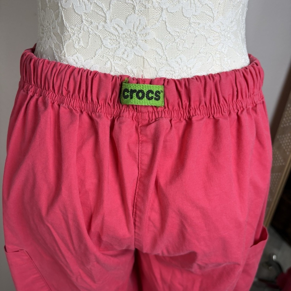 Crocs Womens M Pink Scrub Pants Medical Nursing Y2K Cargo Cotton Blend - Picture 10 of 16